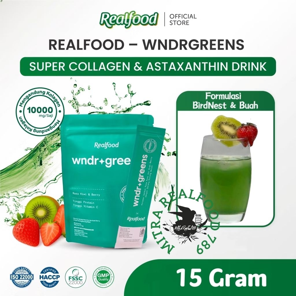 

Realfood WNDRGREENS , Minuman Serbuk Kolagen Super 10.000Mg Dengan Formulasi Buah & Sarang Burung Walet