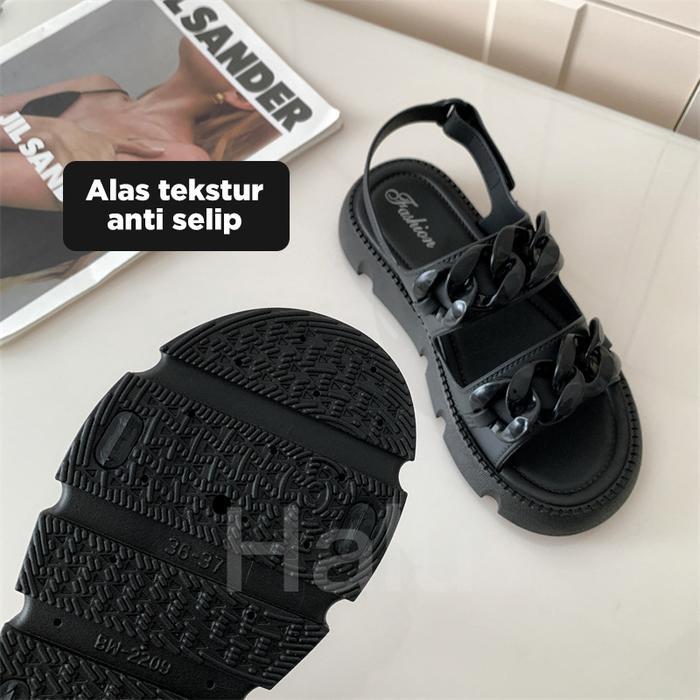 Sandal Wanita Jelly Tali Empuk Wedges Sendal Slide Wanita Kekinian Terbaru Fashionable Sendal Outdoo