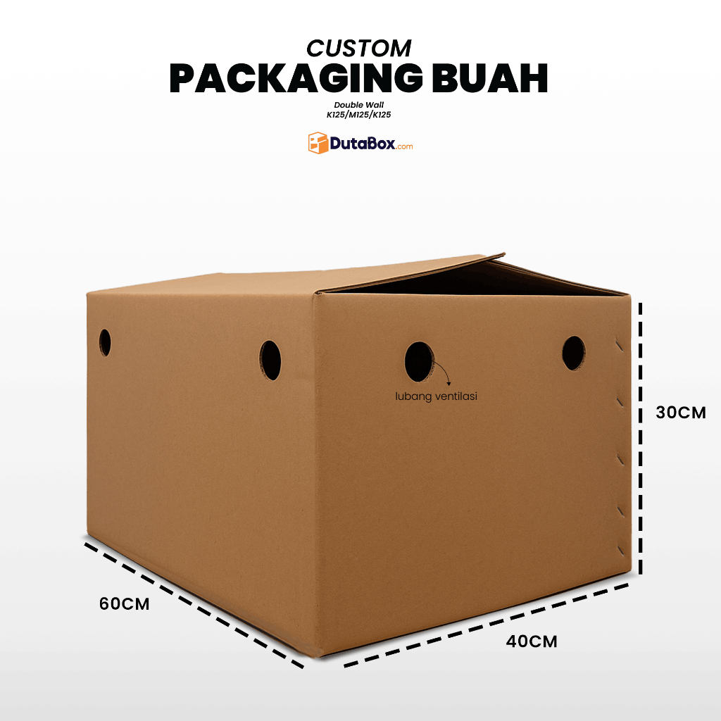 

Kardus Buah dimensi 60x40x30 Dauble Wall Custom Ventilasi lubang Double wall