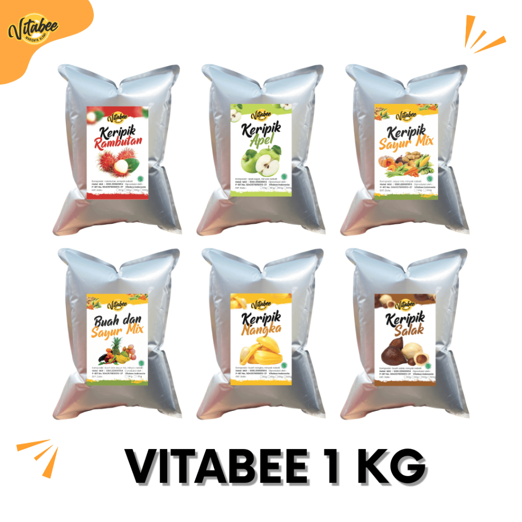

Keripik Buah dan Sayur Mix 1KG - Vitabee Nangka Apel Wortel Apel Salak Pisang