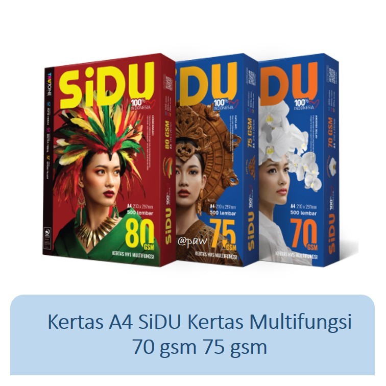 

Kertas A4 SiDU/ Kertas HVS Sinar Dunia/ Kertas A4 Putih 21 cm x 29,7 cm 70gsm 75 gsm