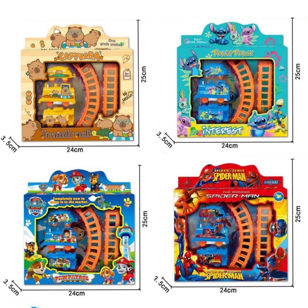 [ BISA COD ] CAPYBARA TRAIN TRACK SET (Labubu Robocar Poli Spiderman Paw Patrol Stitch Toy Mainan An