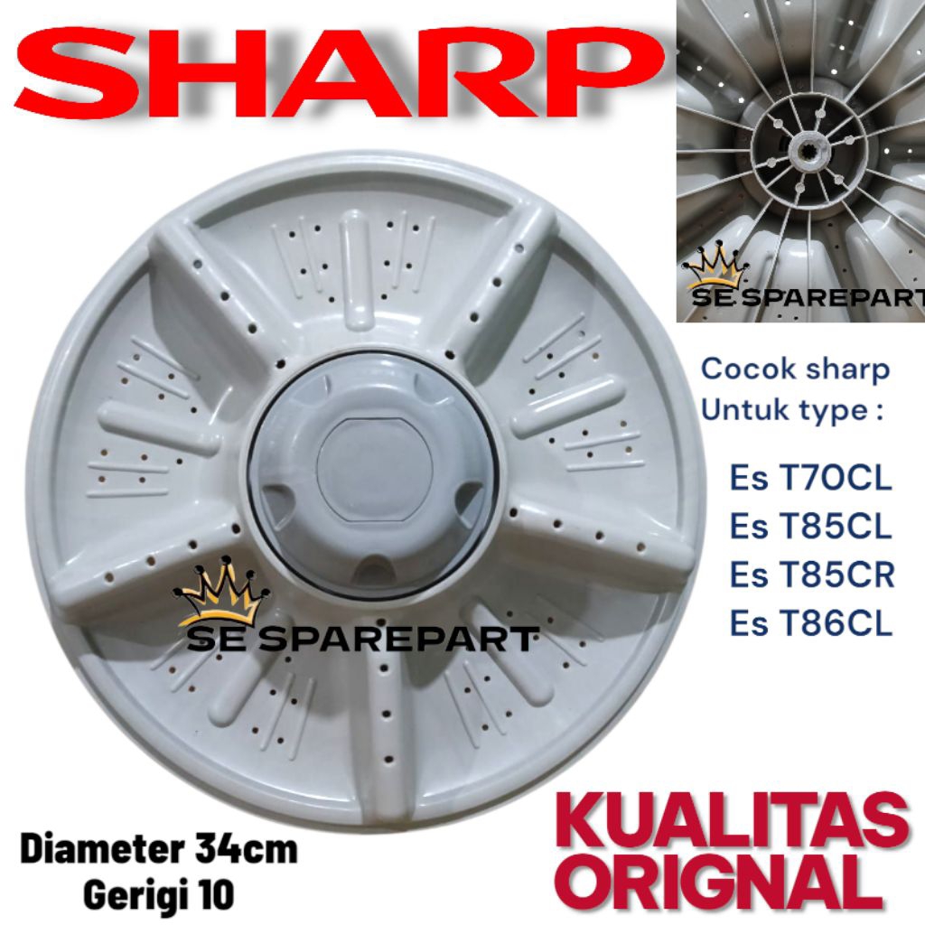 PULSATOR MESIN CUCI SHARP 2 TABUNG DIAMETER 34CM GERIGI 10 ES-T70CL ES-T85CR ES-T85CL ES-T85CL ORIGI