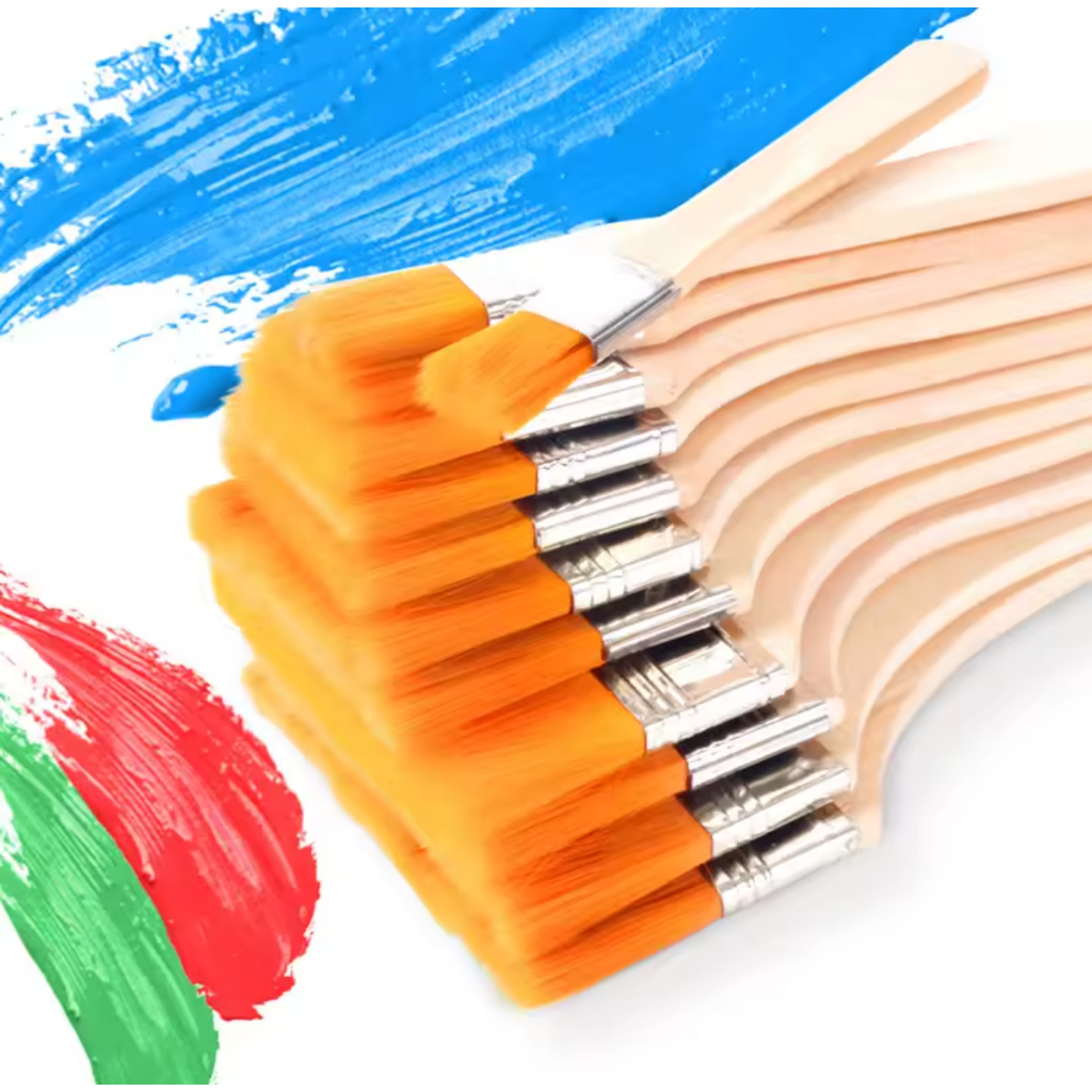

12pcs Kuas Lukis Flat Nylon Besar Lebar Set Bristles Kuas Cat Tebal Halus Bali Artist Painting Brush