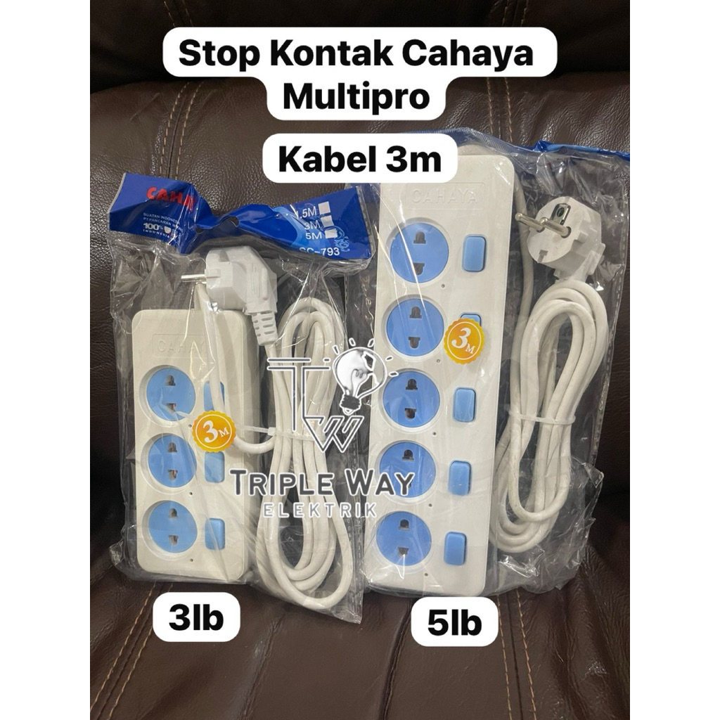 Stop kontak datar colour + k 3m multipro / switch tiap lubang 3,4,5 lubang