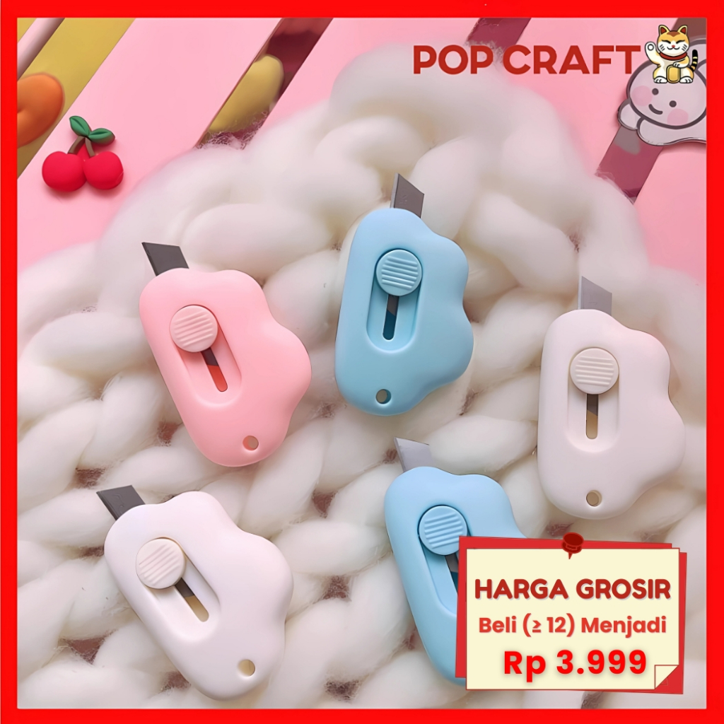 

PC Cutter Unboxing Paket Cutter Mini Praktis Pocket Pemotong Kertas Mini Portabel Motif Awan - AT01