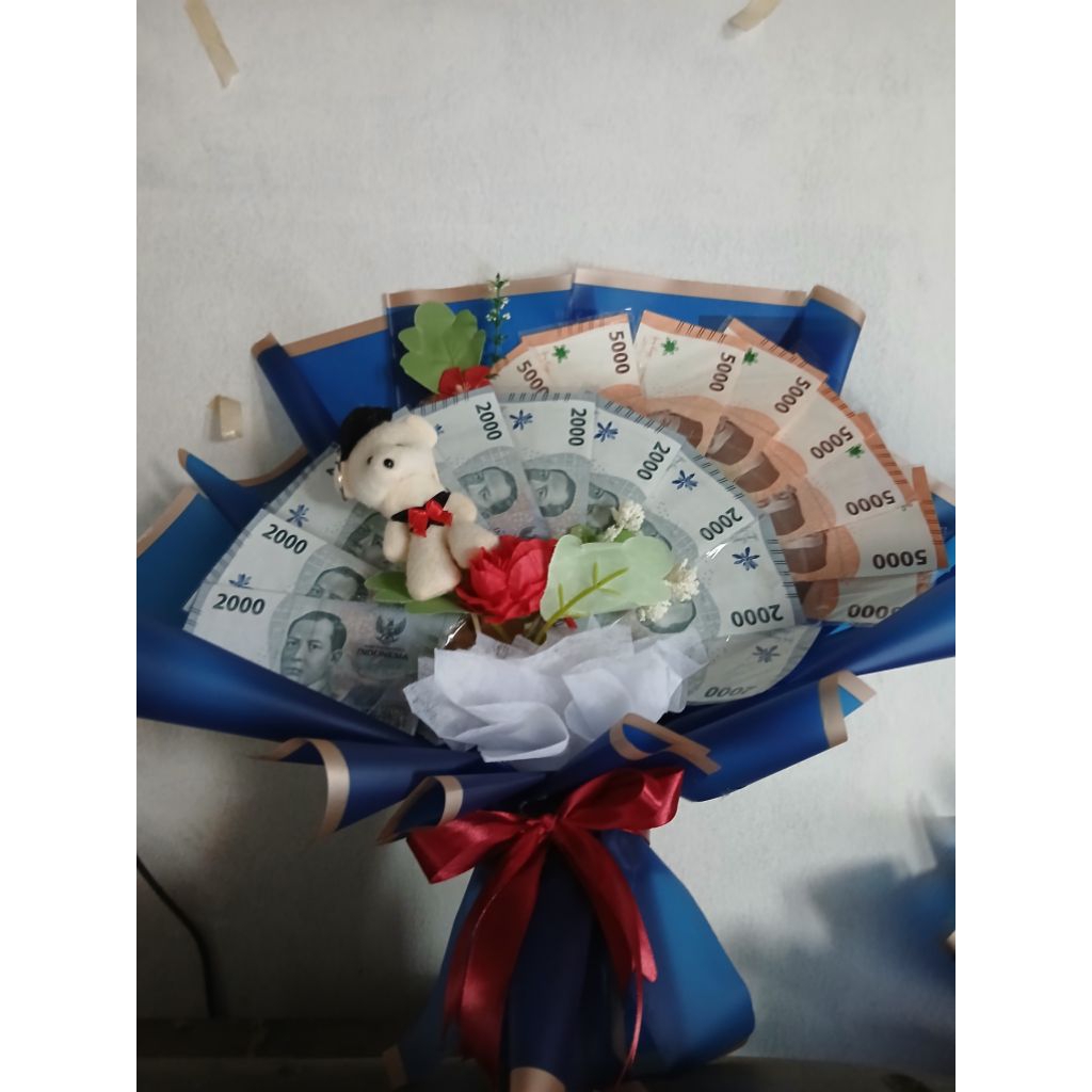 buket uang 25 lembar di mix 5ribuan dan 2ribuan