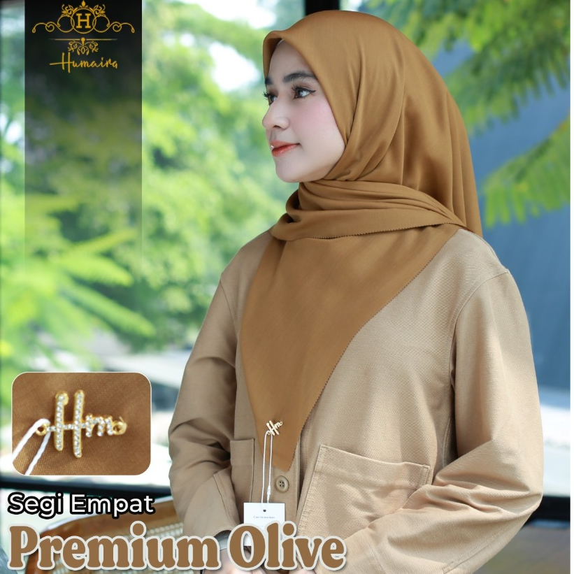 seragam Hijab Segiempat Premium Olive – Warna Elegan, Bahan Adem & Ringan