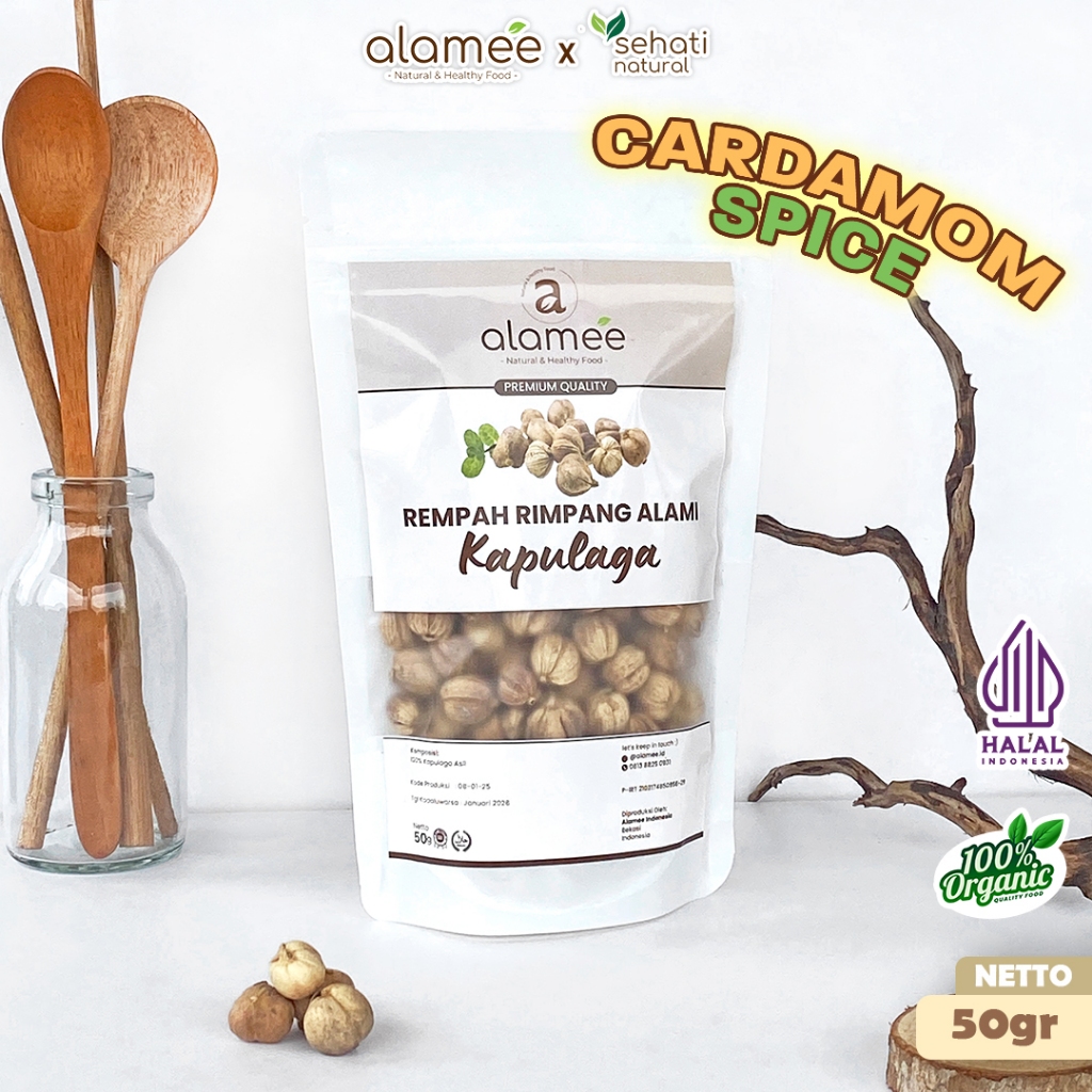 

ALAMEE Kapulaga Kering Lokal Cardamom Kapolaga Kapol Rempah Organik Bumbu Masakan Seasoning 50gr