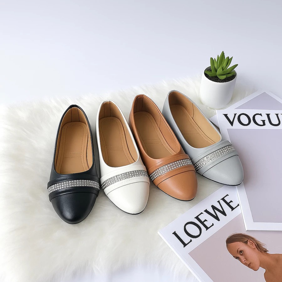 Glancy - Sepatu Wanita Flatshoes Model Simple Manik-manik Casual - CN 06