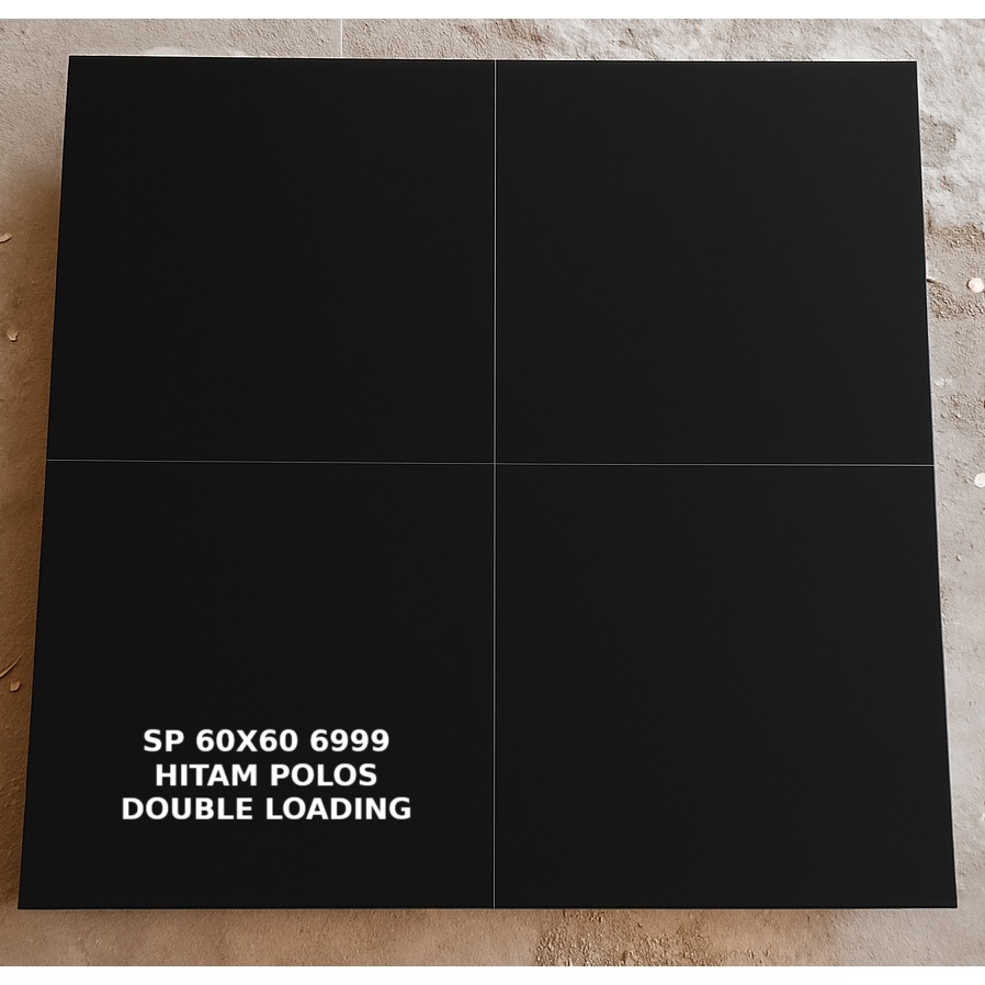 GRANIT LANTAI GLOSSY 60X60 SUN POWER DOUBLE LOADING HITAM POLOS 6999 keramik lantai licin keramik la