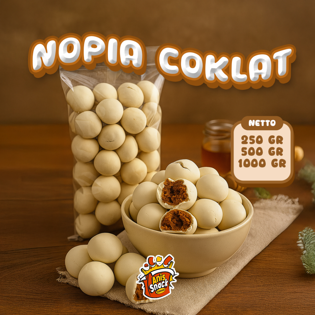 

Ndog Bulus Coklat / Nopia Bulat Isi Coklat / Kue Mino Coklat / Kue Pino (Nopia Potong)