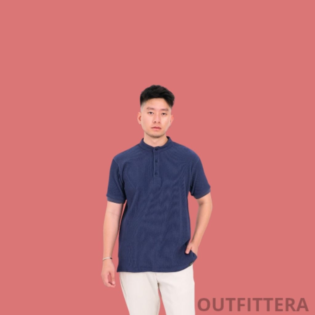 Polo Shirt Biru Pria Wanita Lengan Pendek | Kaos Kerah Shanghai Basic Casual