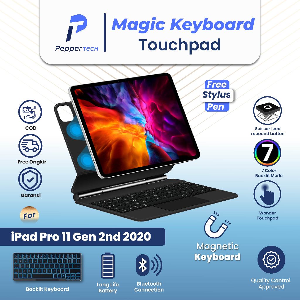 PEPPERTECH - Magic Keyboard iPad Pro 11 2020 Case Wireless Bluetooth Keyboard Touchpad iPad Pro 11 G