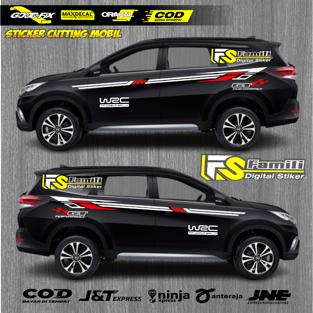 STICKER MOBIL TERIOS SIMPEL DESAIN BODY MOBIL VARIASI CUTTING STICKER MOBIL HITAM TERIOS TERBARU