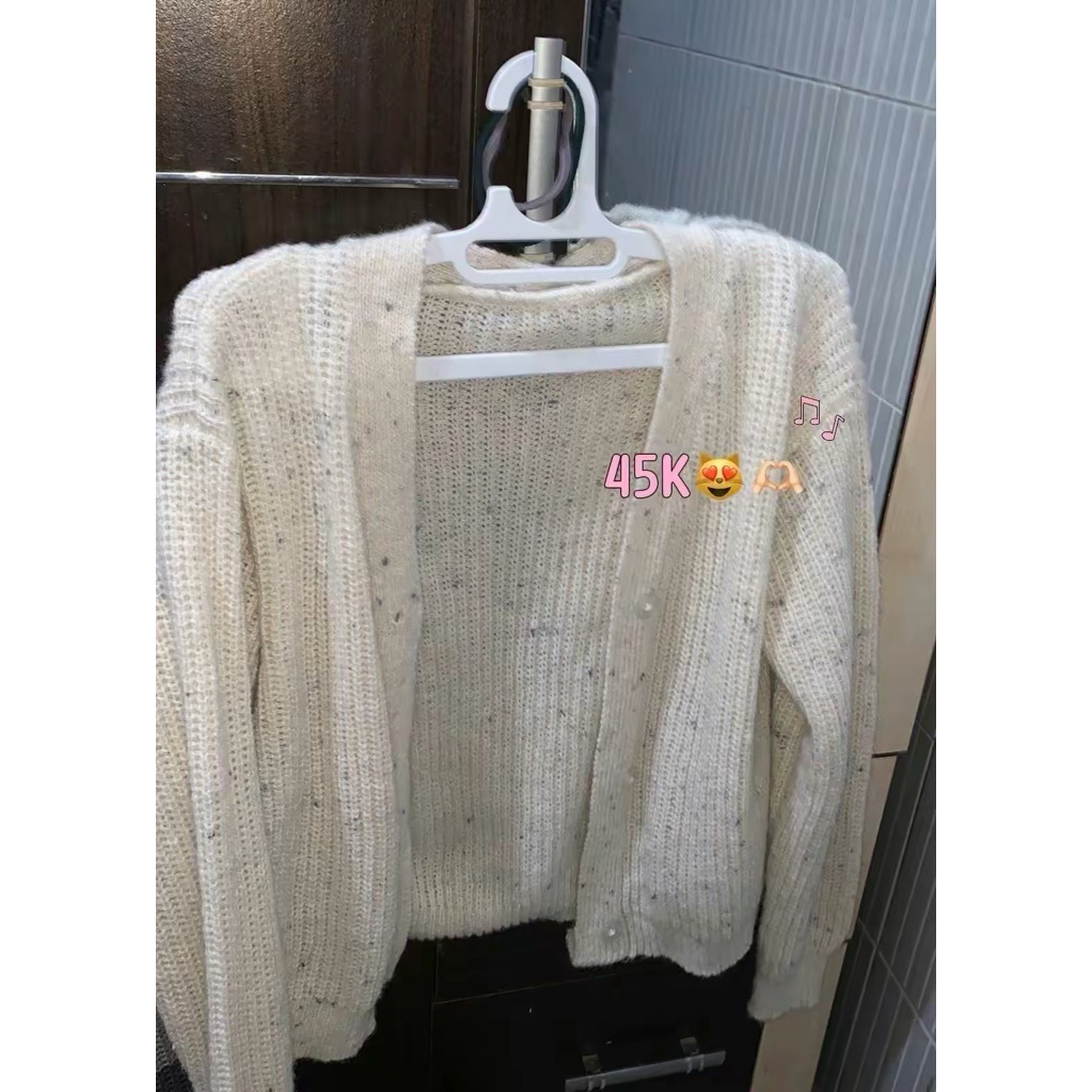 cardigan rajut abstark biru