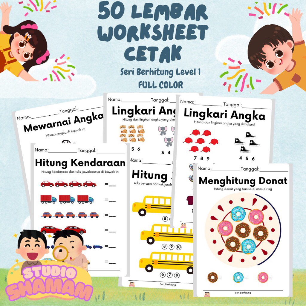 

WORKSHEET SUDAH CETAK 5-7 TAHUN 50 LEMBAR CETAK BERWARNA