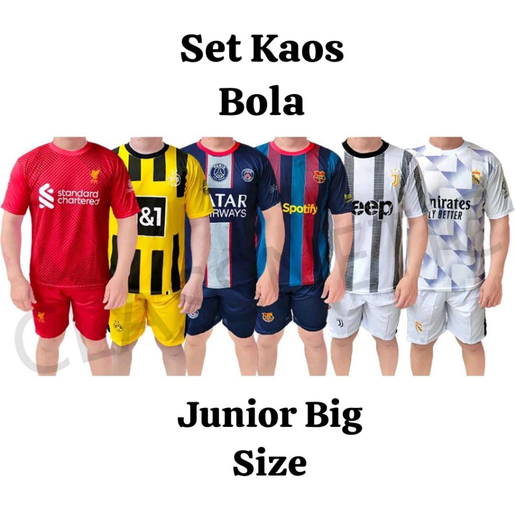 Baju Jersey Setelan Kaos Celana Bola Size Junior Remaja - Dewasa Big