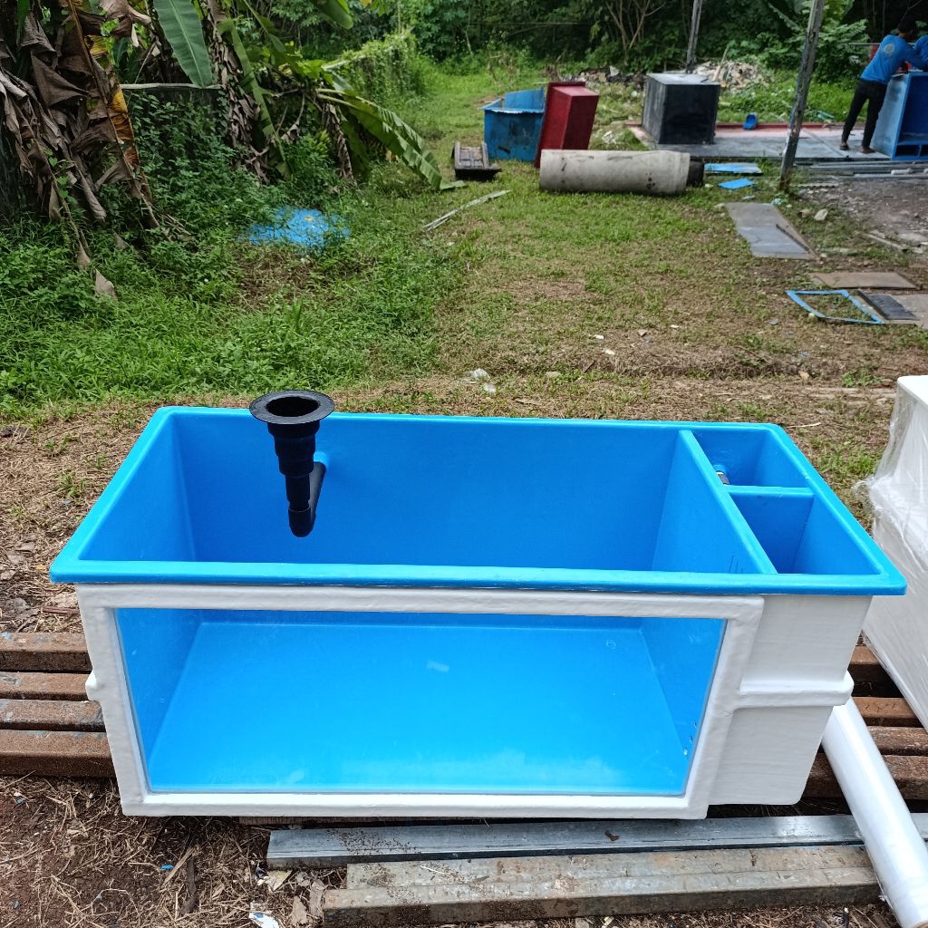 kolam fiber 115x45x25 bak ikan hias Fiberglass+kaca+filter samping