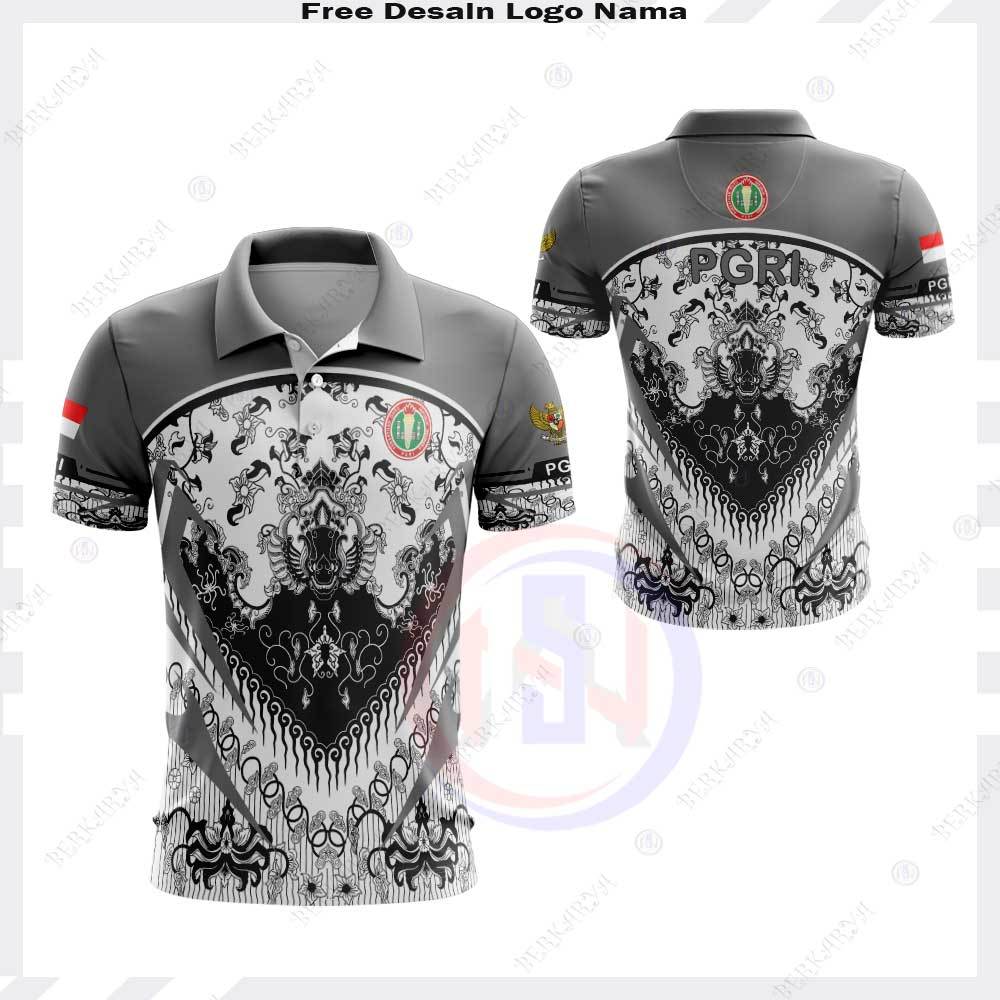 Kaos Polo PGRI Batik Modern Full Print • Seragam Guru Elegan • Baju Polo Batik Custom Nama Logo