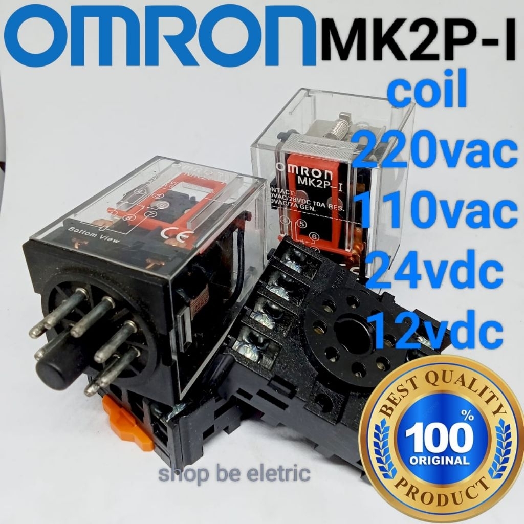 relay Omron mk2p 220v 8kaki + socket / relay 220v 8pin + socket/ Original omron
