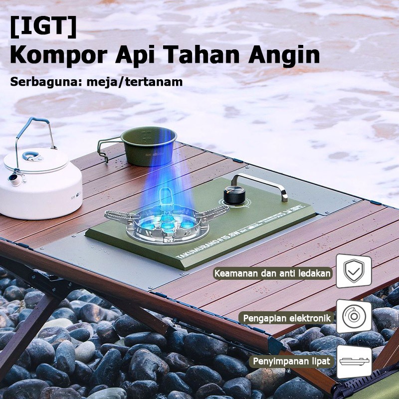 Kompor Gas Portabel - Lipat, Meja Kemah, Kecil, Cocok untuk 1-2 Orang, Api Stabil, Tahan Angin