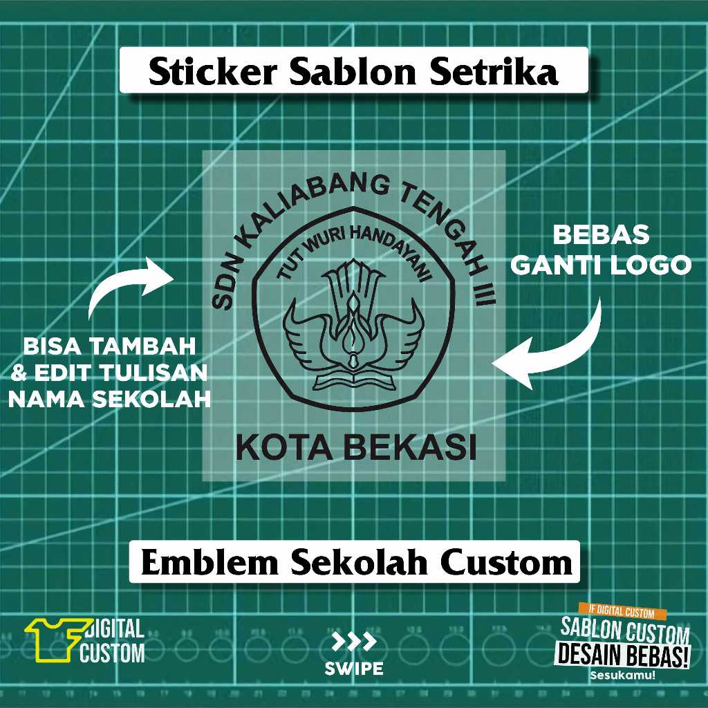 

Stiker Kain Sticker Sablon Setrika DTF Logo Emblem Bet Sekolah TK SD SMP SMA Madrasah MI MTS MA SMK Topi Dasi Baju Anak Pramuka Atribut Seragam Sekolah IF Digital Custom Satuan Siap Press