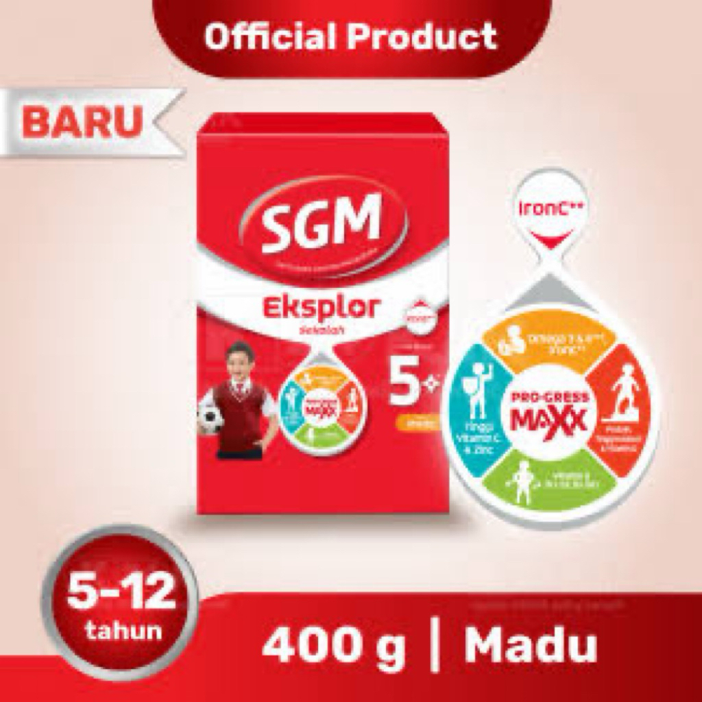 

SGM EKSPLOR 5+ Dengan IronC Susu Bubuk Pertumbuhan Rasa Madu/Coklat 400Gr