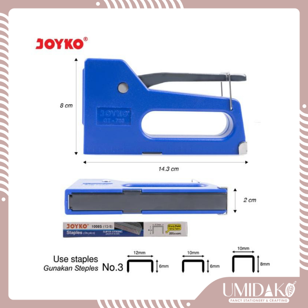 

[UMIDAKO\ GUN TACKER | STAPLER GUN | STAPLER MEJA | STAPLER BESAR ISI NO. 3 JOYKO GT-700