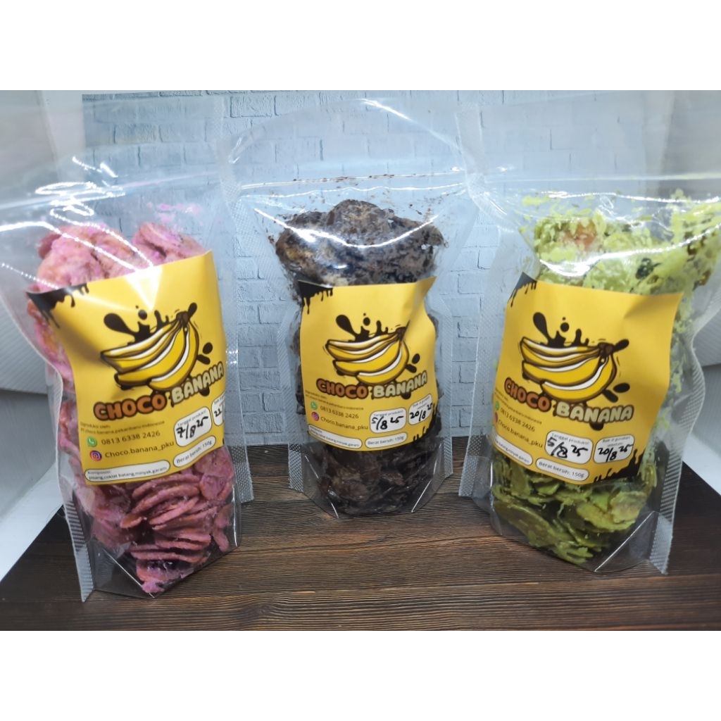 

paket keripik choco banana coklat matcha taro/cemilan kekinian