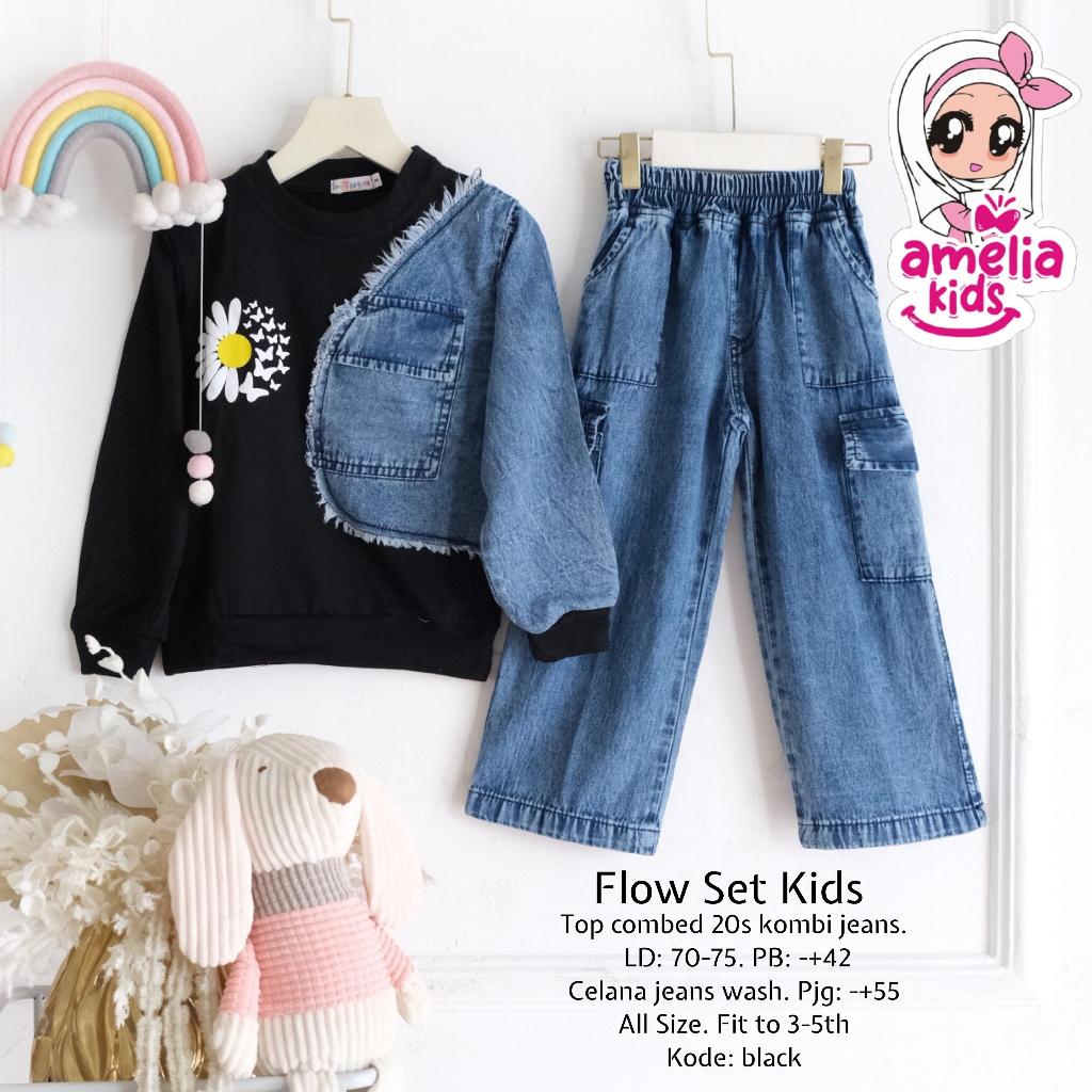 setelan jeans anak perempuan 3-5 tahun flow set ori amelia kids