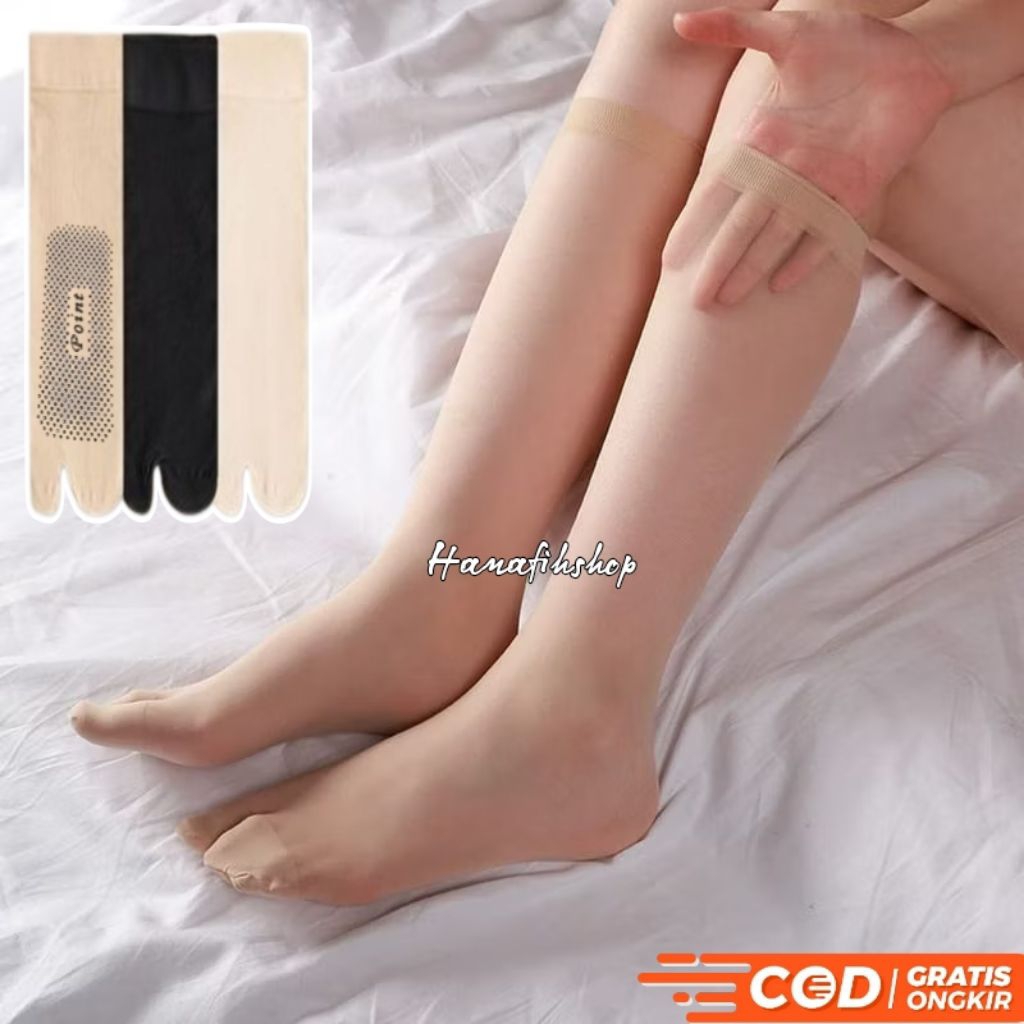 HANAFIHSHOP - Kaos Kaki Stocking Jempol Wanita Selutut Kaos Kaki Stoking Panjang Selutut Warna Kulit