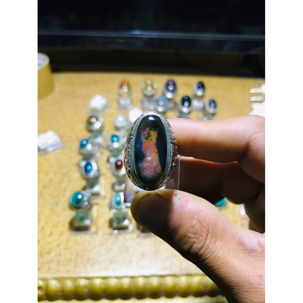 cincin batu bacan kembang asli