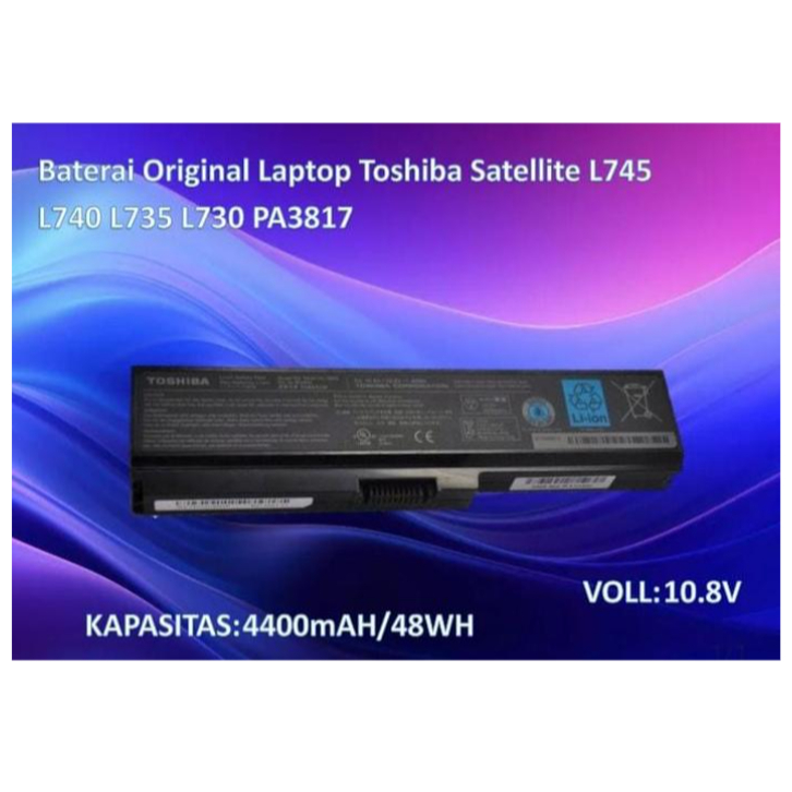 Baterai Original Laptop Toshiba Satellite L745 L740 L735 L730 PA3817