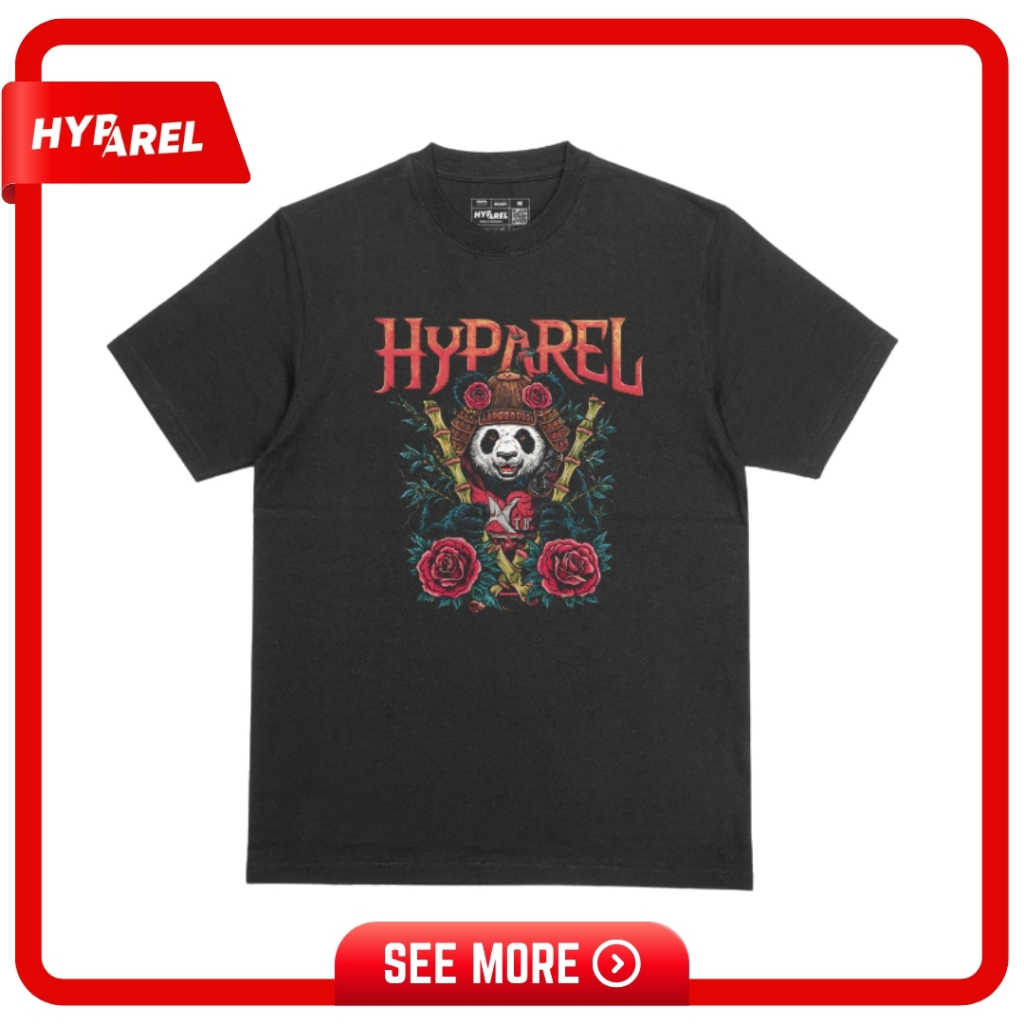 Hyparel - Kaos Graphic Distro Streetwear 20s Unisex - Panda Warrior Bamboo Black