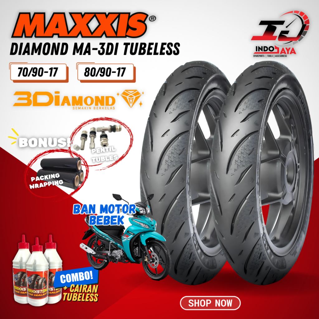 [PRODUK TERBARU] BAN MAXXIS DIAMOND MA-3Di TUBELESS RING 17 ( 70/90-17 / 80/90-17 ) BAN MOTOR DEPAN 
