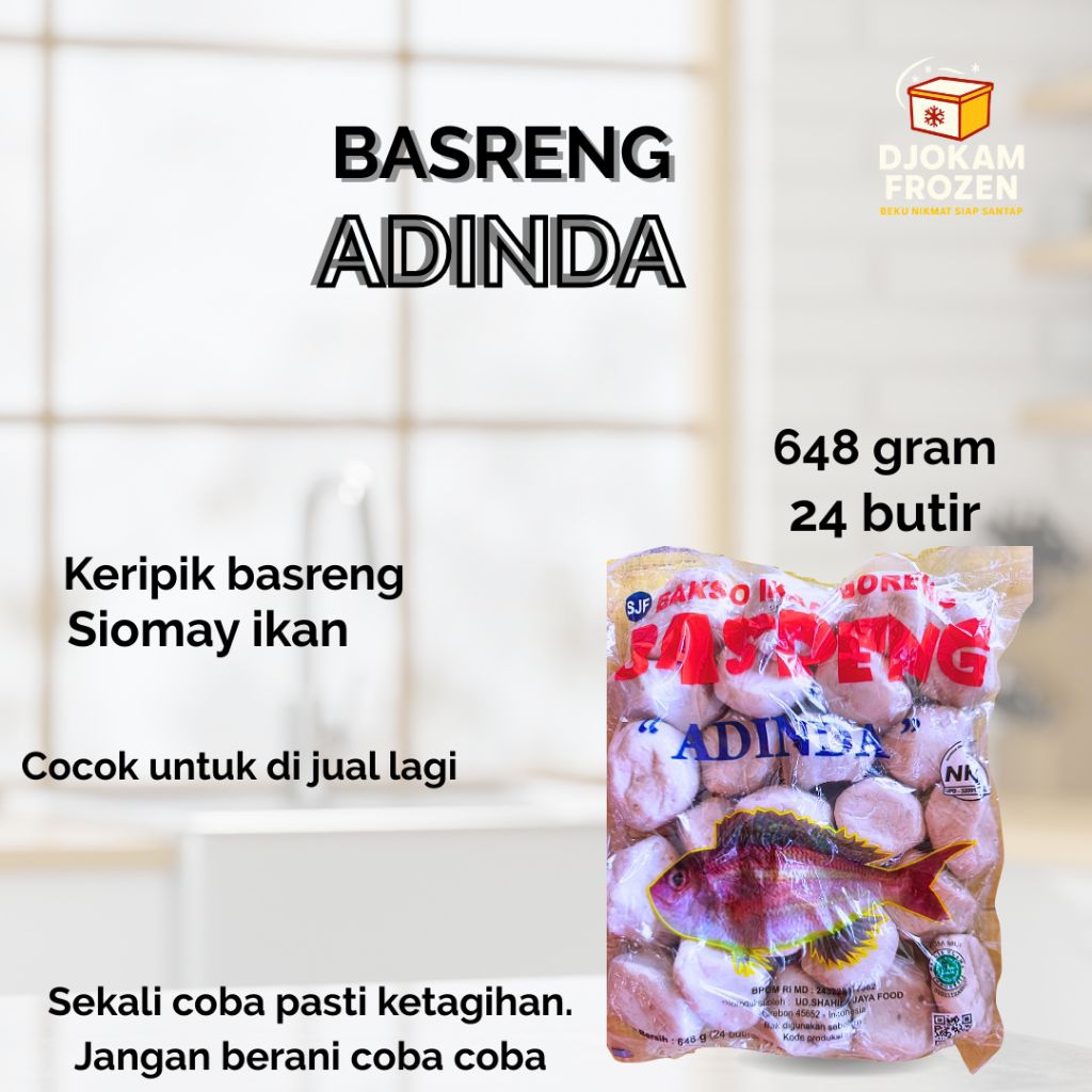 

Basreng Mentah Ikan Bulat 648g Isi 24 Butir - Baso Goreng Adinda Frozen Siap Goreng
