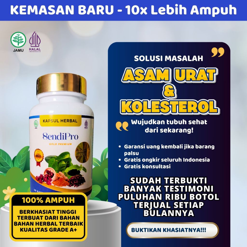 PALING AMPUH SENDIPRO ORIGINAL KEMASAN BARU AMPUH ATASI KOLESTEROL DAN ASAM URAT TINGGI SECARA ALAMI
