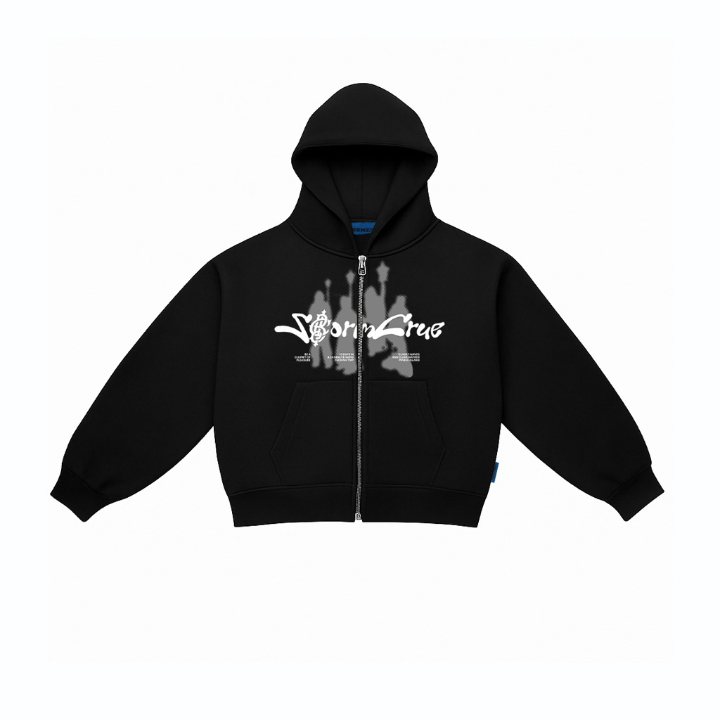 BENZII CLUB - Zipper YKK Hoodie Boxy 330GSM Storm Black