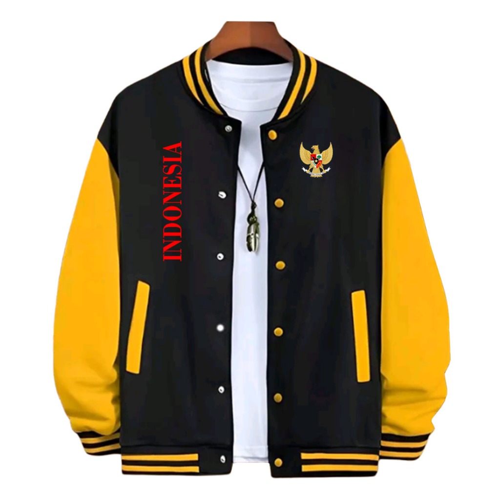 Jaket baseball Varsity Pria Wanita Garuda Indonesia merah Sweater Jaket Bomber Pria Bisa COD