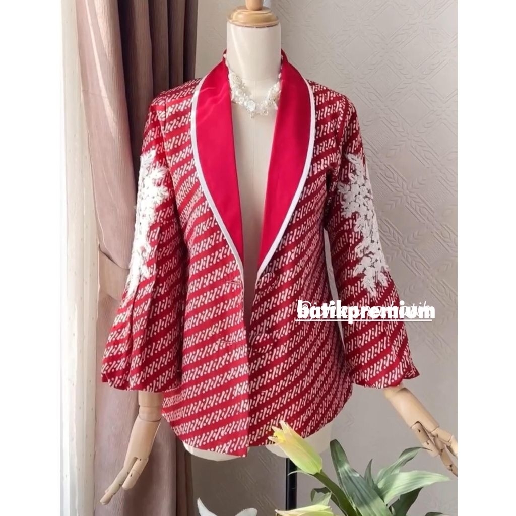 Blazer wanita bordir batik tulis katun | atasan batik modern