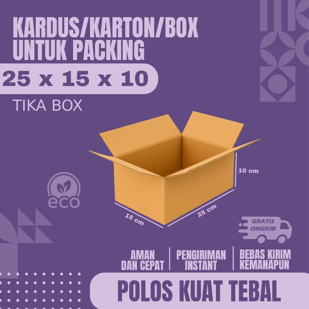 

KARDUS PACKING UKURAN 25x15x10 POLOS KARTON BOX CURRUGATED DUS