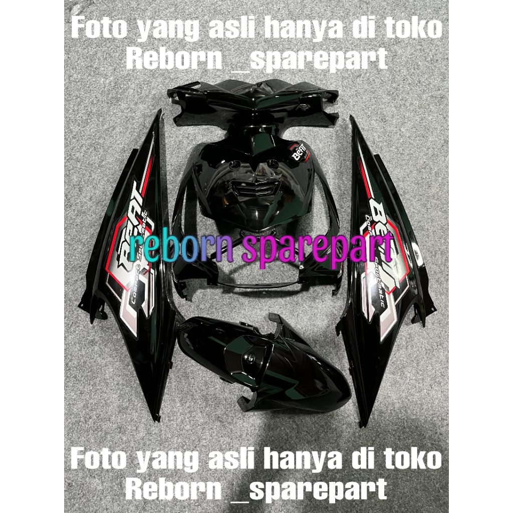 cover full body halus Honda beat karbu hitam plus stripping 2008 - body beat karbu hitam 2008-2009