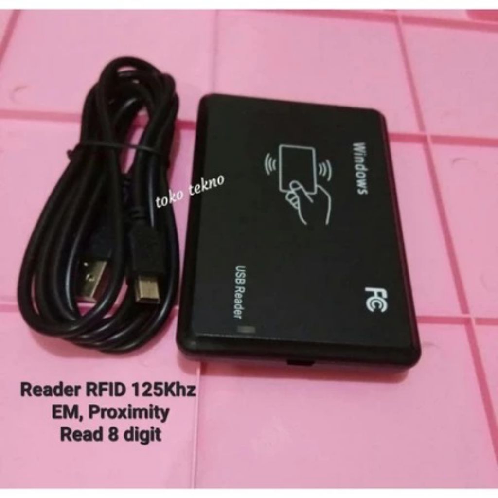 Reader RFID 125 khz 8 Digit EM Proximity ID USB + Kabel di baca 8 Digit Nomor Kartu 125 Khz