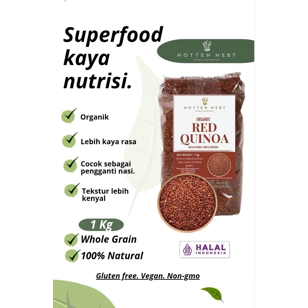 

Red Quinoa 1 Kg - Quinoa Merah Premium Superfood - Tinggi Serat & Protein Nabati
