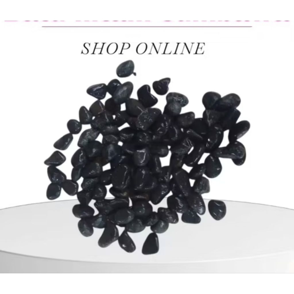 Batu Koral Hitam Size KECIL 1KG - Batu Alam Untuk Dekorasi Taman Landscape/Aquascape