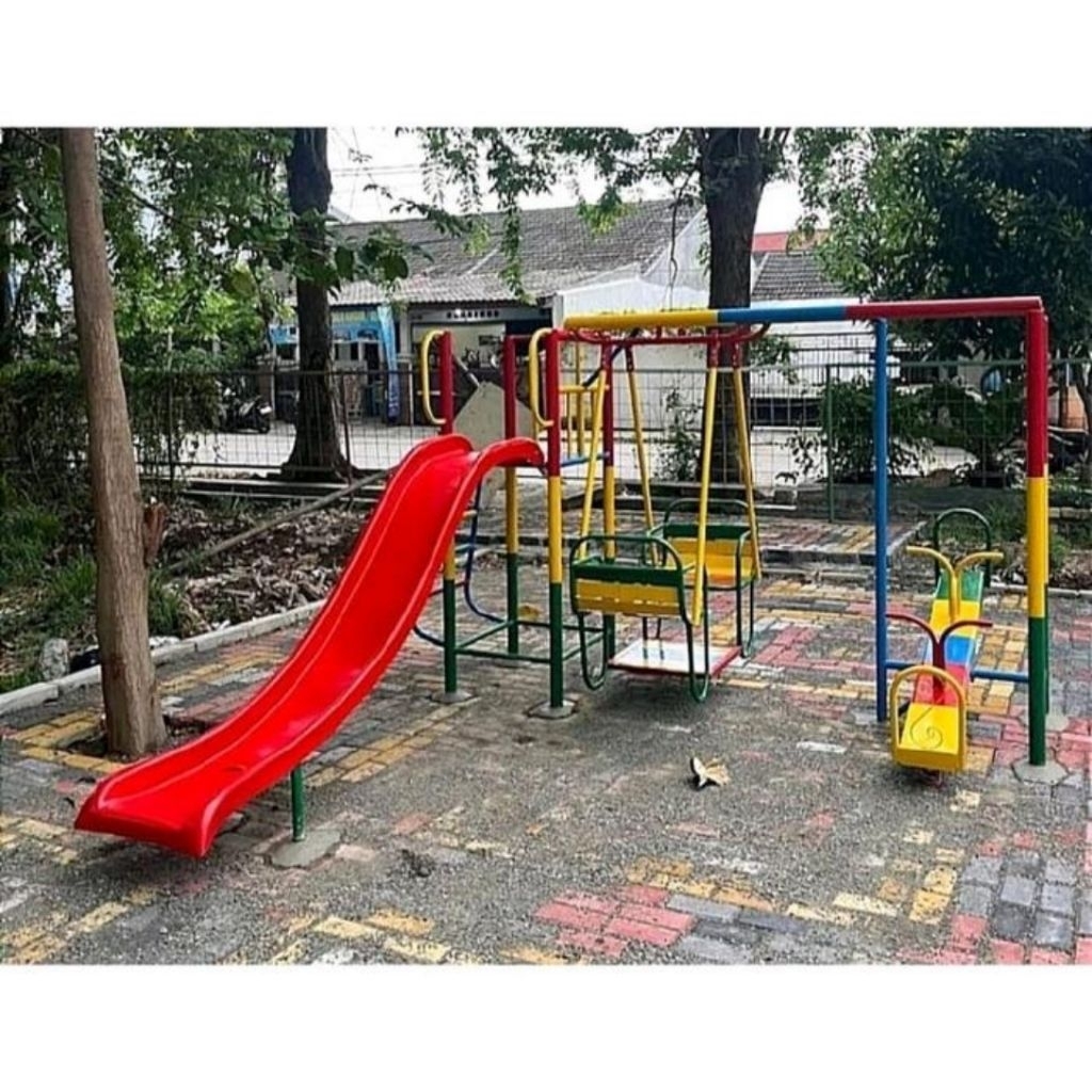 Mainan Set Ayunan Perosotan Jungkitan Anak Tk Besi Model 3