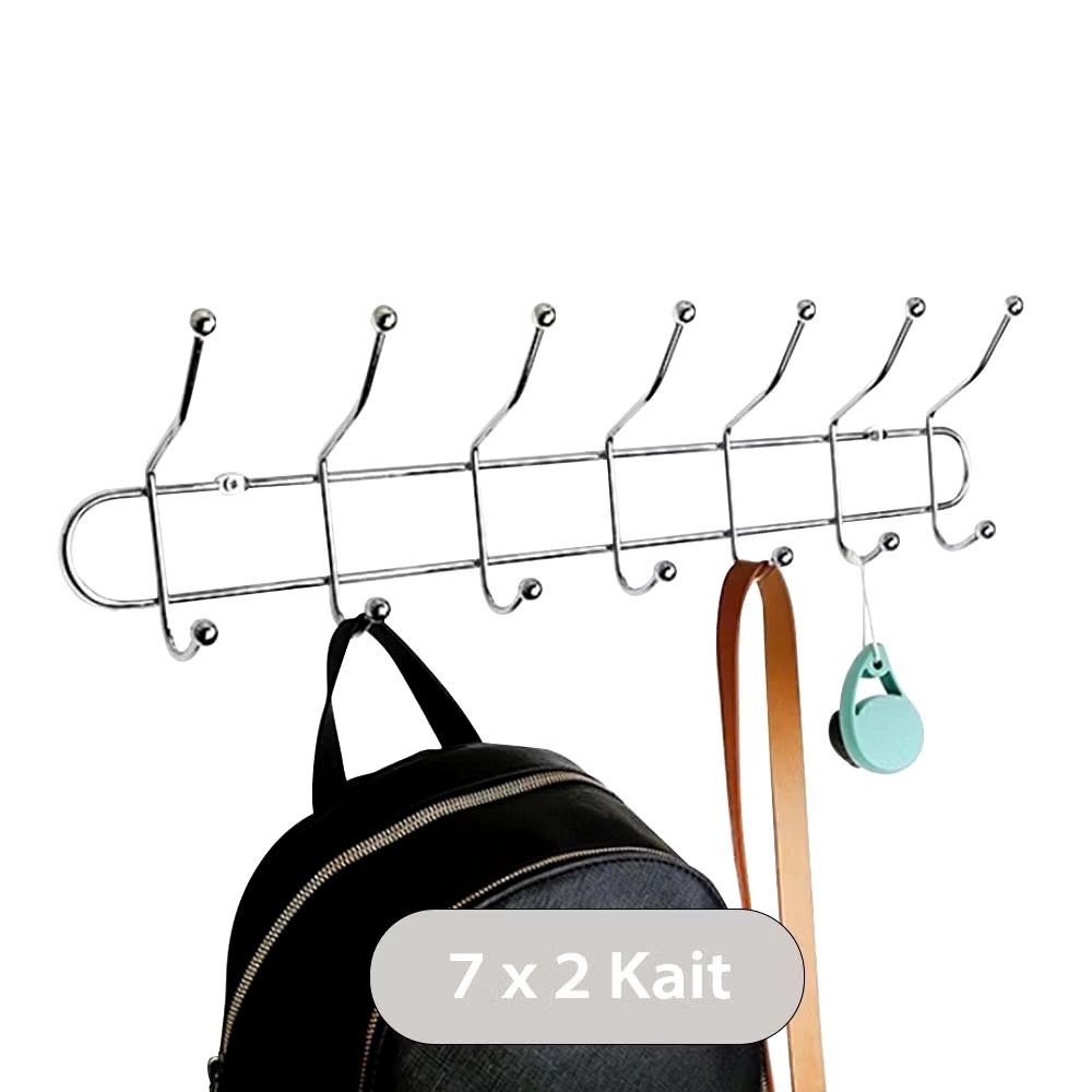 Kitchen Ware - Gantungan Baju Dinding Kapstok 7 Kait Stainless - Besar/ BMW KAPSTOK JUMBO 7 MAT