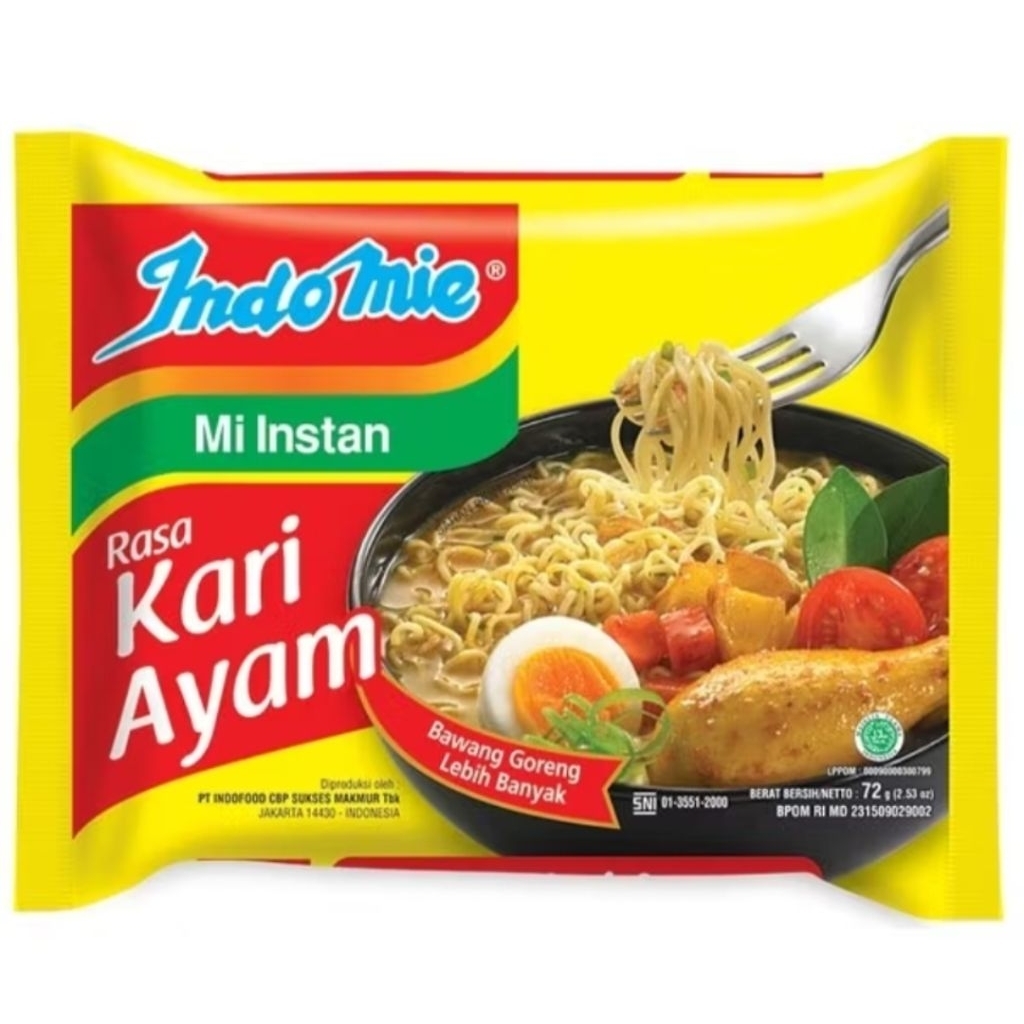

Indomie Mie Kuah Rasa Kari Ayam 72 gr