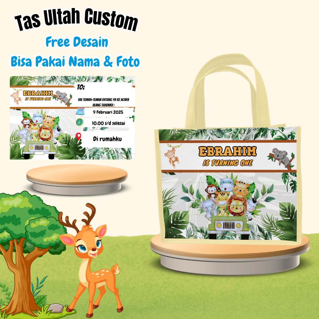 

Paket 40 Pcs Tas & Free Undangan Anak Ulang Tahun Custom Desain Muat Kfc Snack Kain